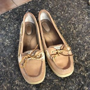Tan And Gold Size 9 Short Sperry Topsiders